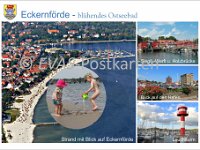 0114 Eckernfoerde Luftaufnahme mit Kindern  © Evas-Postkarten 114 Luftaufnahme Strand mit Kindern